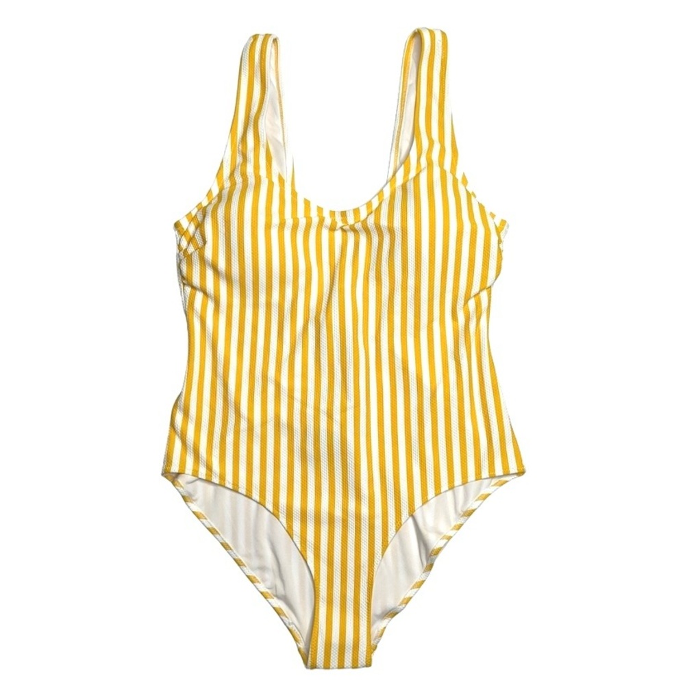 H&M Yellow And White Vertical Stripe One Piece Swimsuit